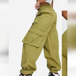 Topshp Balloon Leg Cotton Cargo Pants with Relaxed Fit and Elastic Cuffs